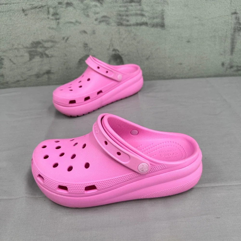 Crocs Cutie Crush Clog Girls Size J6 Pink Platform Lightweight Slip On Shoes